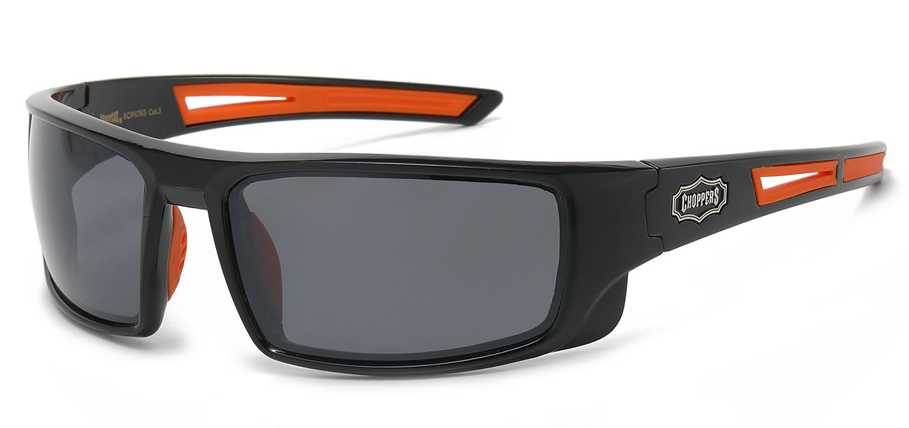 Chopper Mid-Sized Wrap Sunglasses - Smoke/Flash Mirror Lens
