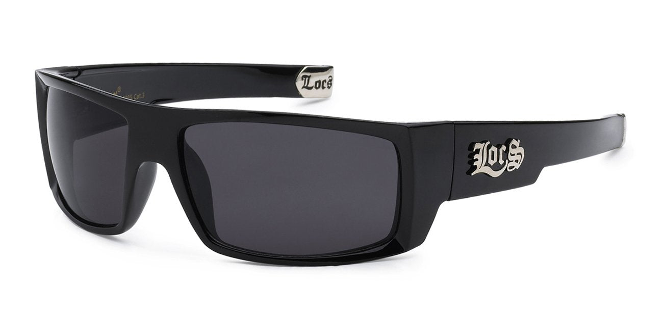 LOCS 8LOC91025-BK POLISHED BLACK MEN'S SUNGLASSES