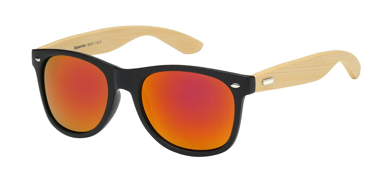 Classic Silhouette Frame Bamboo Temple Unisex Sunglasses
