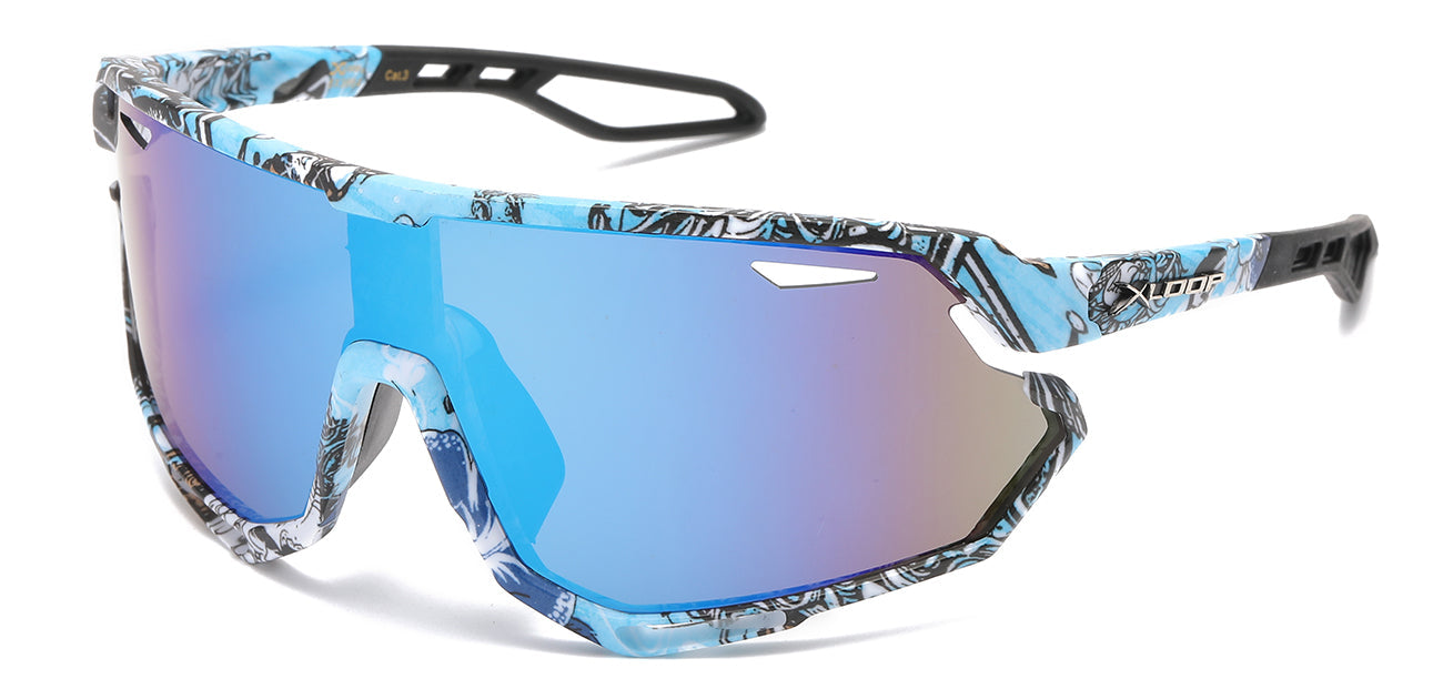 XLoop 8X3664 Sports Wrap Sunglasses - Mirror Lens