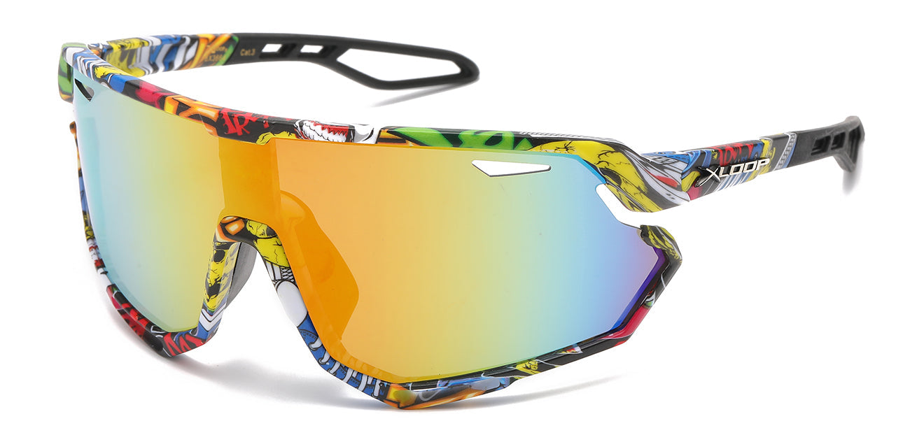 XLoop 8X3664 Sports Wrap Sunglasses - Mirror Lens