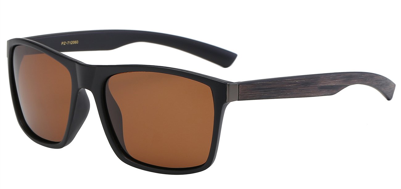 AMERICAN CLASSIC POLARIZED PZ-712060 CONTEMPORARY UNISEX FRAME WOOD GRAIN PRINT TEMPLE