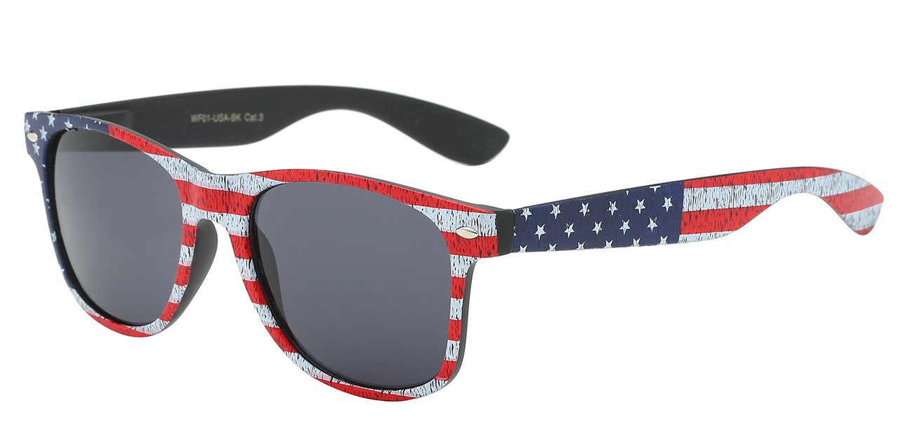 RETRO REWIND WF01-USA-BK ICONIC DESIGN BLACK FRAME USA FLAG UNISEX SUNGLASSES