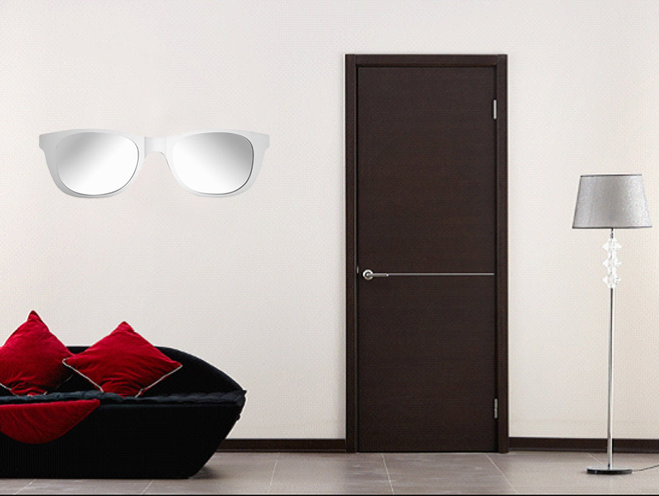 Oversized Retro Sunglasses Mirror-02 Wall Mirror - White