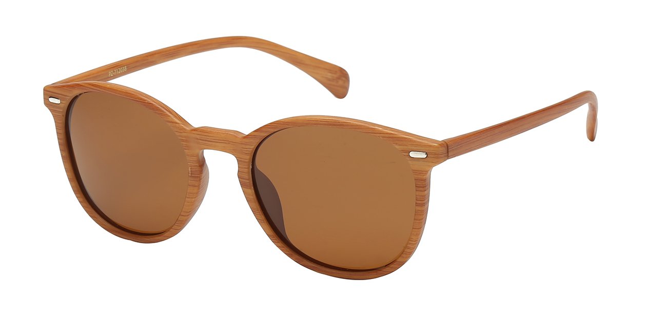POLARIZED PZ-712038 WOOD GRAIN FRAME UNISEX SUNGLASSES