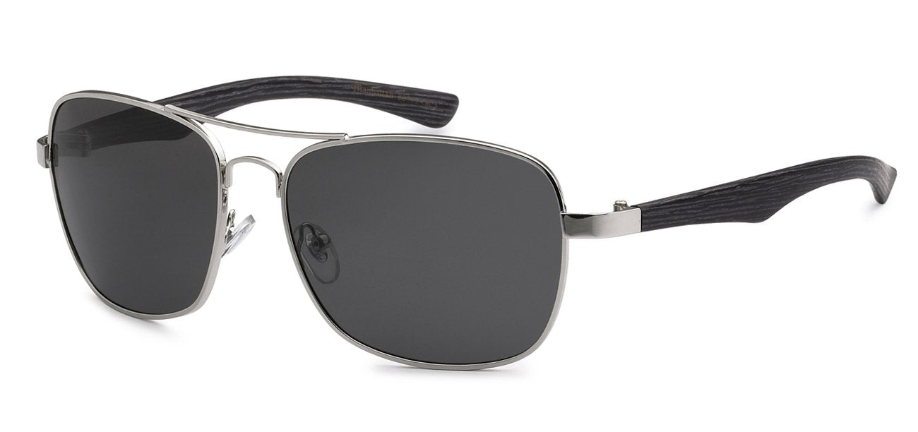 POLARIZED AVIATOR WOOD GRAIN PRINT TEMPLE UNIXES SHADES