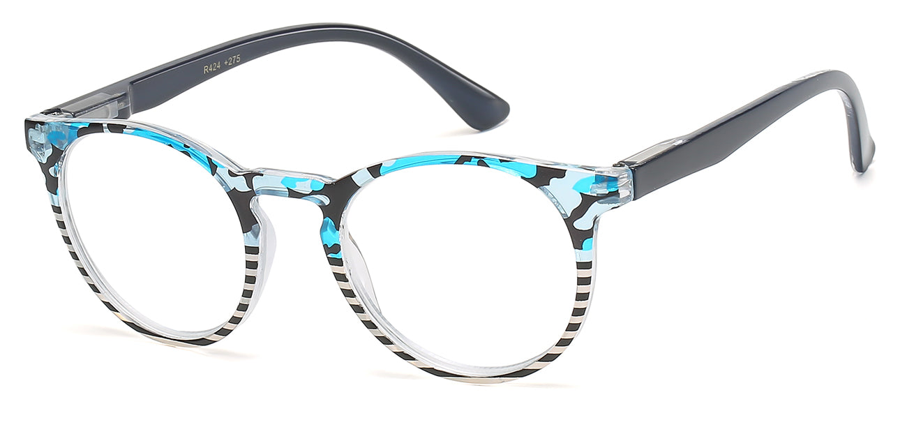 Stylish Portable Textured Black Oval Reading Glasses