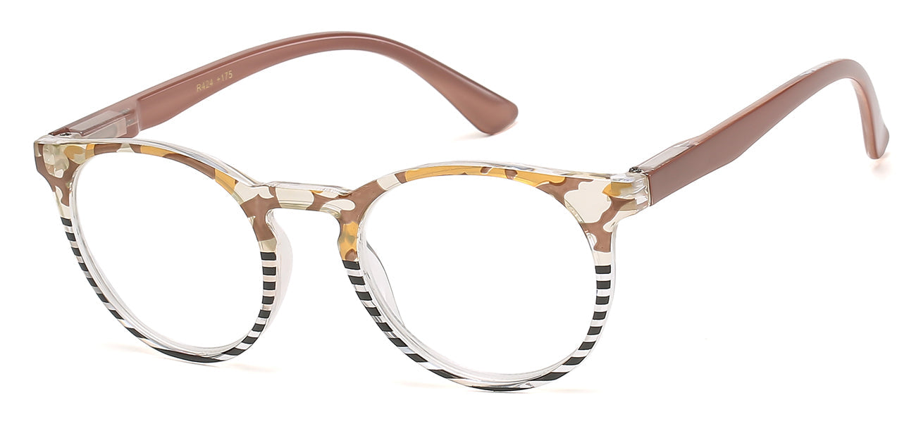 Stylish Portable Textured Black Oval Reading Glasses
