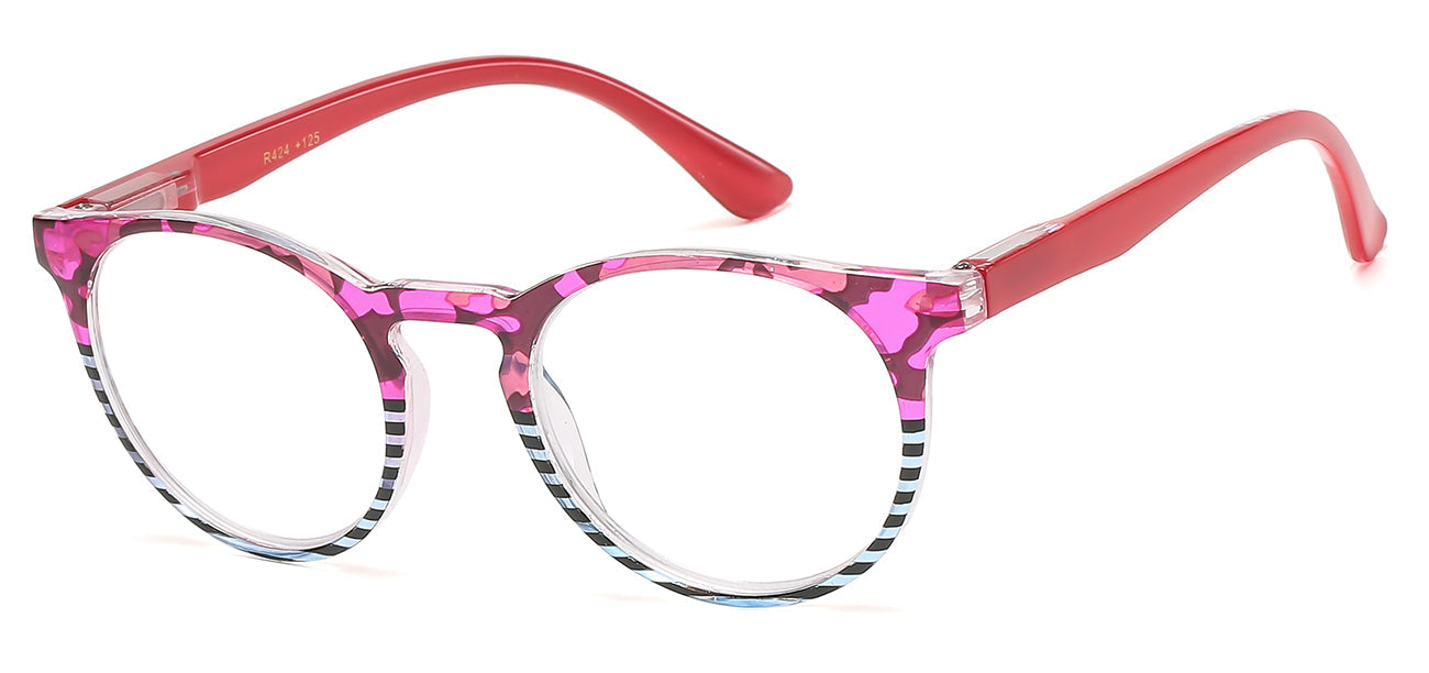Stylish Portable Textured Black Oval Reading Glasses